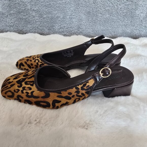 Naturalizer Jayla Leopard Print Calf Hair D'orsay Slingback Pumps Women's Size 6 - Picture 5 of 13